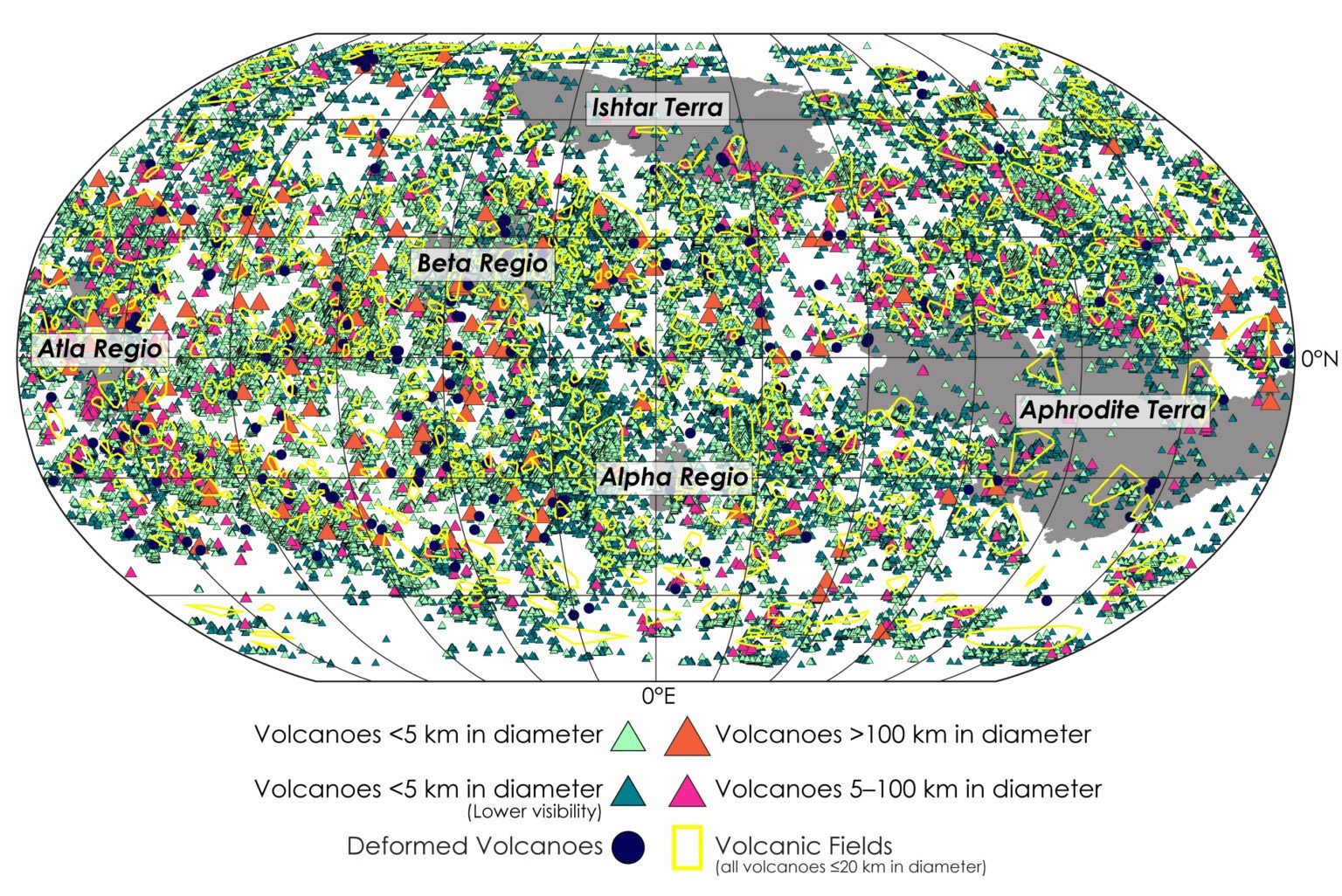 85.000 volcanes en Venus son catalogados en un nuevo mapa.